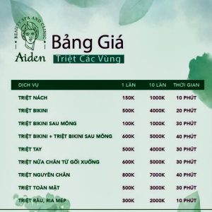 Bảng giá triệt lông vùng kín Bảng giá triệt lông vùng kín
